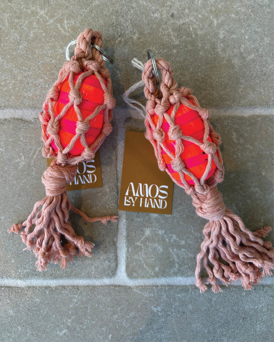 FISHERMAN KEY RING NEON + TAUPE
