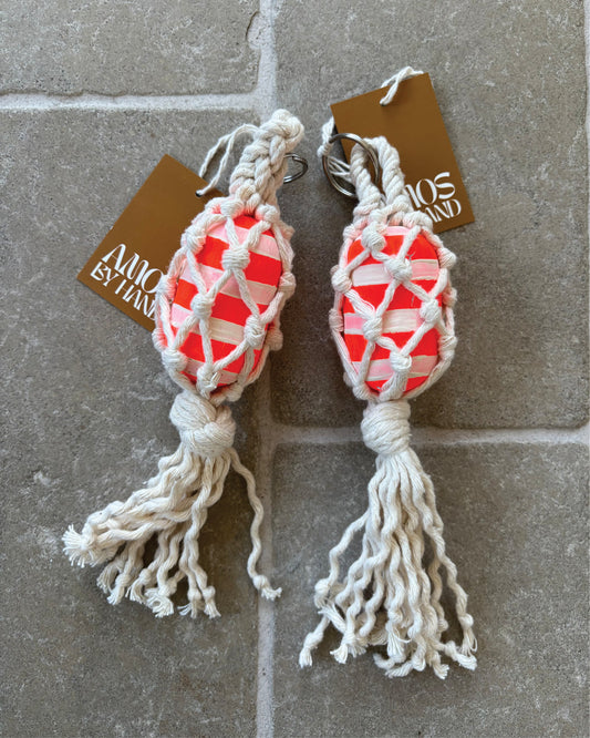FISHERMAN KEY RING WHITE + NEON STRIPE