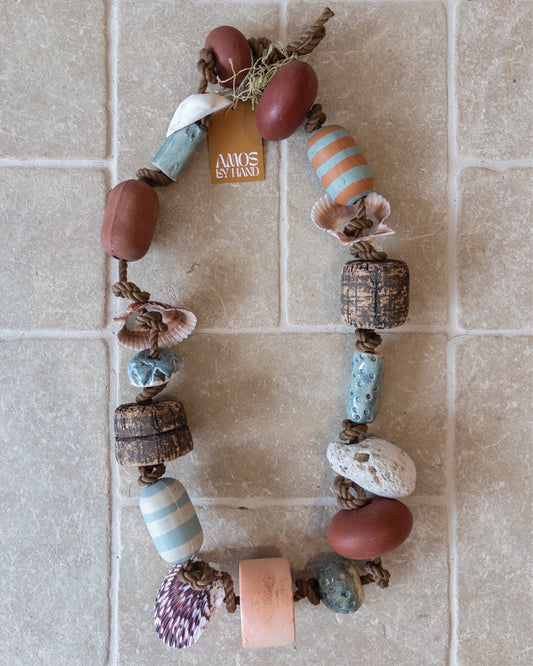 BEACHCOMBER NECKLACE BLUE + TAN STRIPE